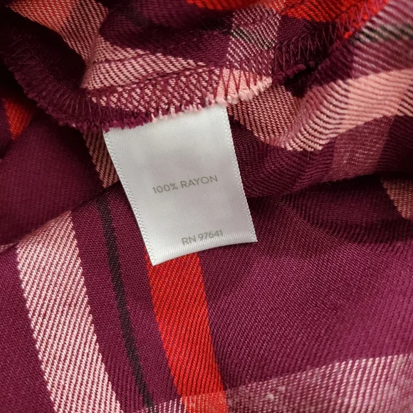 NWT J. Jill Dress Plaid Red Purple Short Sleeve Boho Midi Cabincore Preppy 3X - Picture 9 of 10